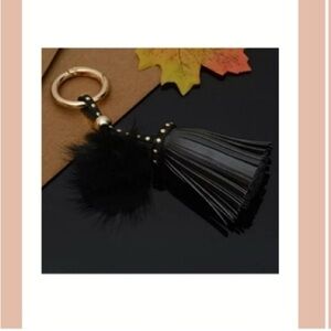Tassel Keychain Purse Charm Accessory  *Black